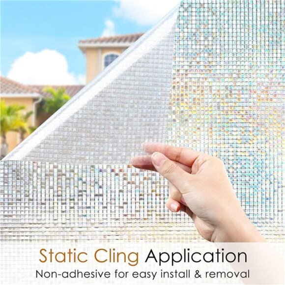 Window Privacy Film Stained Glass Window Film, Mosaic Rainbow - Picture 6 of 7